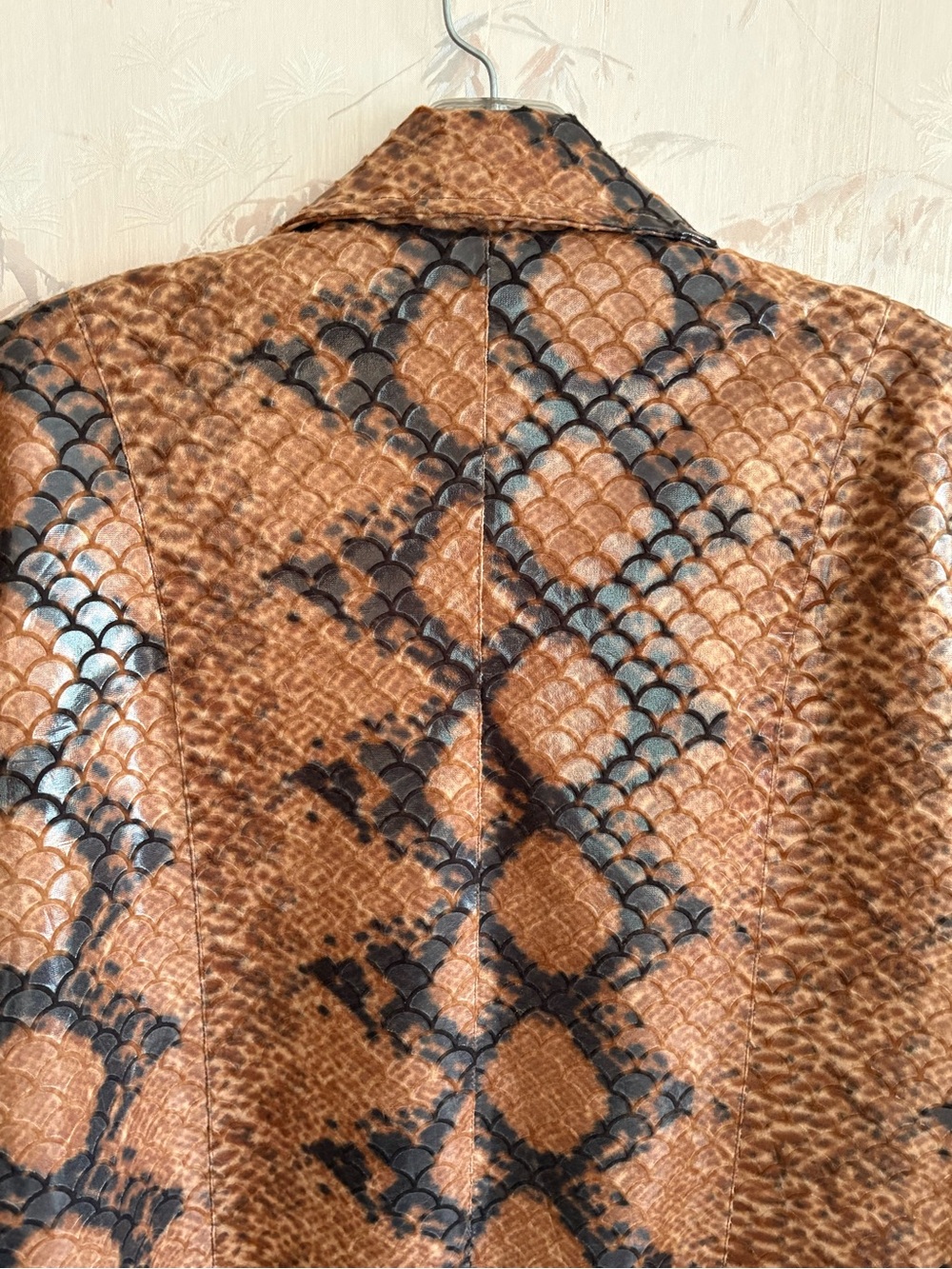 Vintage Selene Sport Faux Leather Snakeskin Print Trench Coat 8 - Picture 9 of 11
